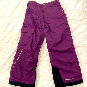 Columbia ski/snow gear pants, jacket, mittens.